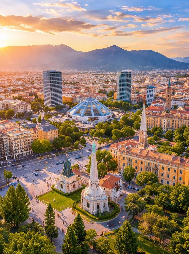 Tirana city life in Albania